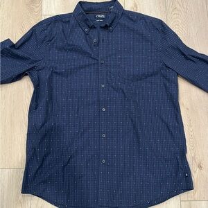 Chaps Dark Blue Casual Button-Down Shirt